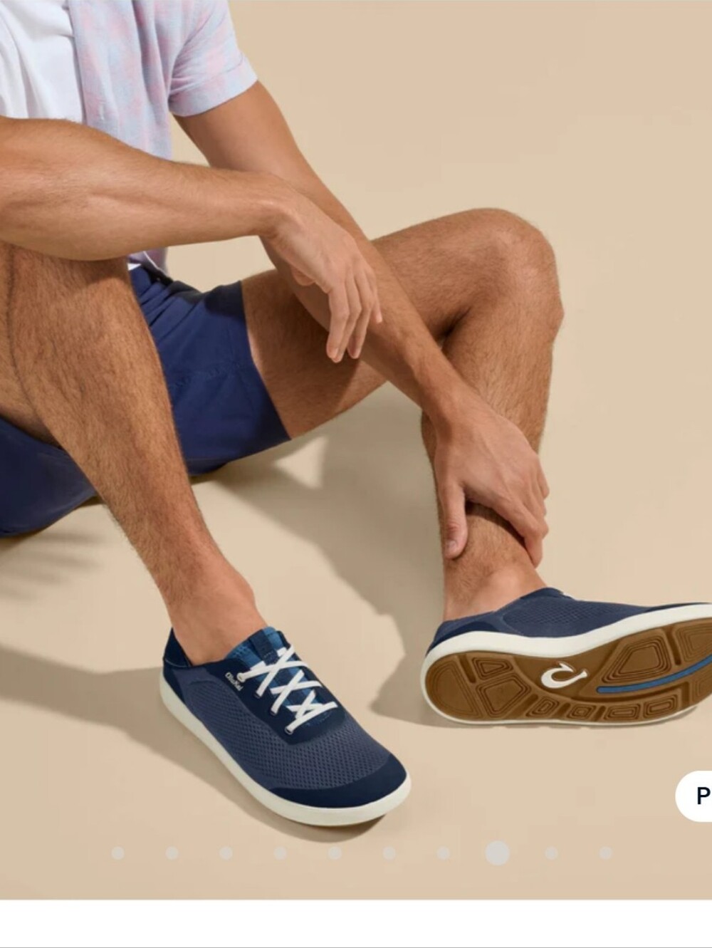 OluKai Mens 12 Moku Pae Breathable Boat Shoes Blue Mesh